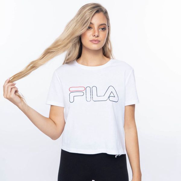 Camisetas Manga Corta Fila Mujer Blancas - Storm Crop - España 018345POS